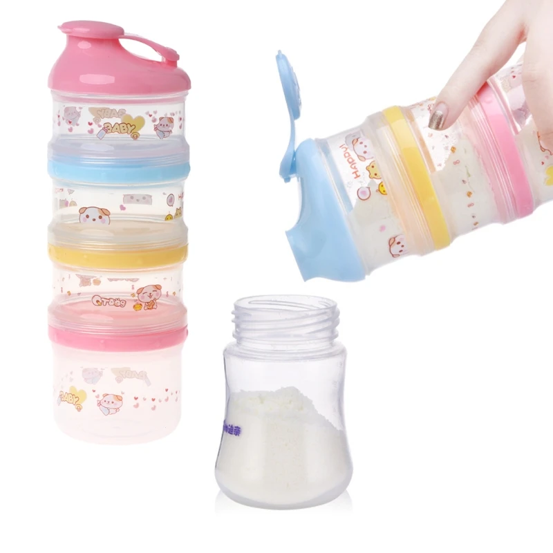 

Baby Milk Powder Container Portable Formula Food Storage Cartoon 4 Layers Makeup