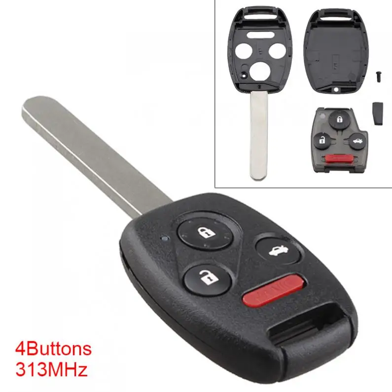 

4 Buttons Keyless Uncut Flip Car Remote Key Replacement Fob With KR55WK49308 Chip and Battery for Honda Accord Pilot