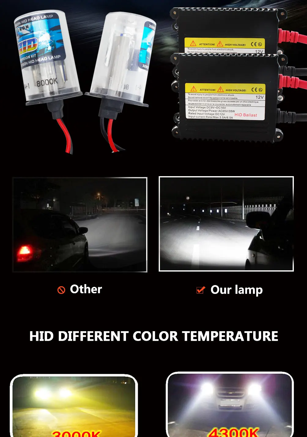 AC 55Вт HID Xenon комплект H7 H4 H1 H8 H9 H11 D2S ксеноновых фар, Высокопрочная конструкция Балласт 4300 К 6000 8000 К ксеноновая лампа накаливания фары 12V xenon H7