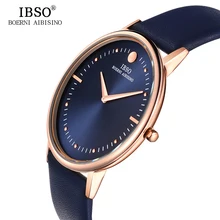 IBSO 2016 7.5 MM Ultra-mince Cadran Mens Montres Haut Marque De Luxe Véritable Bracelet En Cuir Montre À Quartz Hommes De Mode Relogio Masculino