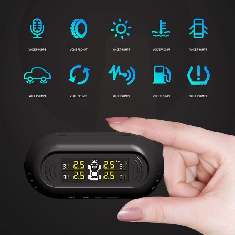 

Solar Power Tire Pressure Monitoring System Car Tyre Futurepast Control Gauge LCD Display Brightness Adjustable M8617