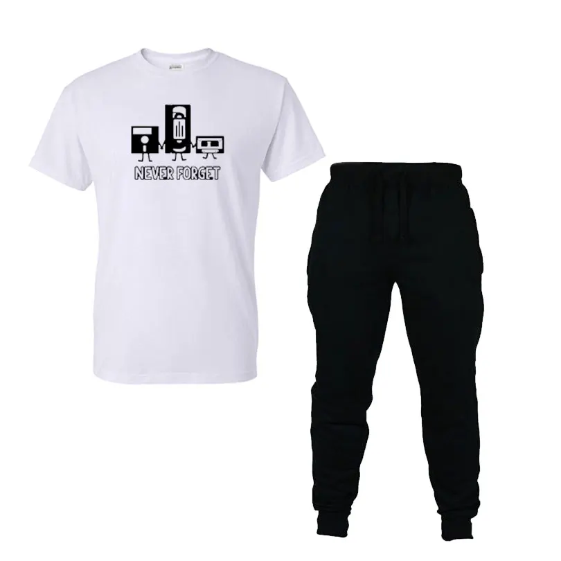 

2019 men's summer casual printed T-shirt + pants two-piece casual sportswear Sweatpants Trousers Fitness Tracksuit Trousers