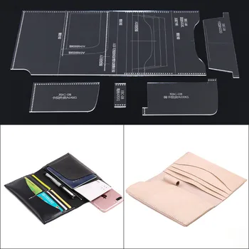 

Acrylic Stencil Laser Cut Template DIY Leather Handmade Craft Women Long Wallet Hand Bag Sewing Pattern