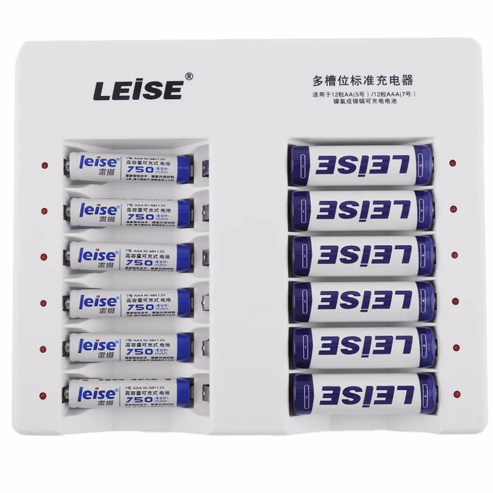 

Original LEISE-12 Slots Standard Smart Battery Charger Set Adapter For AA / AAA Ni-MH Nicd Rechargeable Battery US Plug