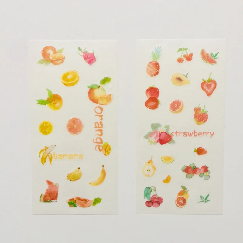 6 листов/упаковка сладкие фрукты Клубника Лимон арбуз Васи бумага клейкая декоративная этикетка наклейки палки декоративные наклейки