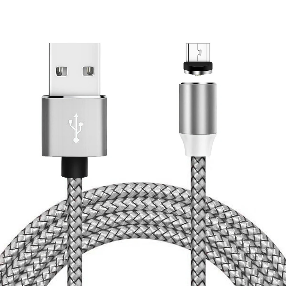 Светодиодный магнитный usb-кабель для iPhone Xs Max XR X 7 8 Micro type C зарядное устройство для быстрой зарядки Магнитный зарядный USB-C type-C для honor 10 9 8 - Цвет: for micro usb SILVER