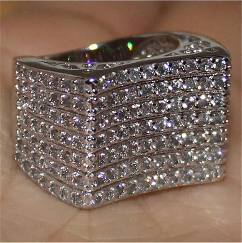 Роскошное ювелирное серебро 14 K белое позолоченное с камнями установка 238 шт Имитация бриллианта обручальное свадебное кольцо для женщин мужчин