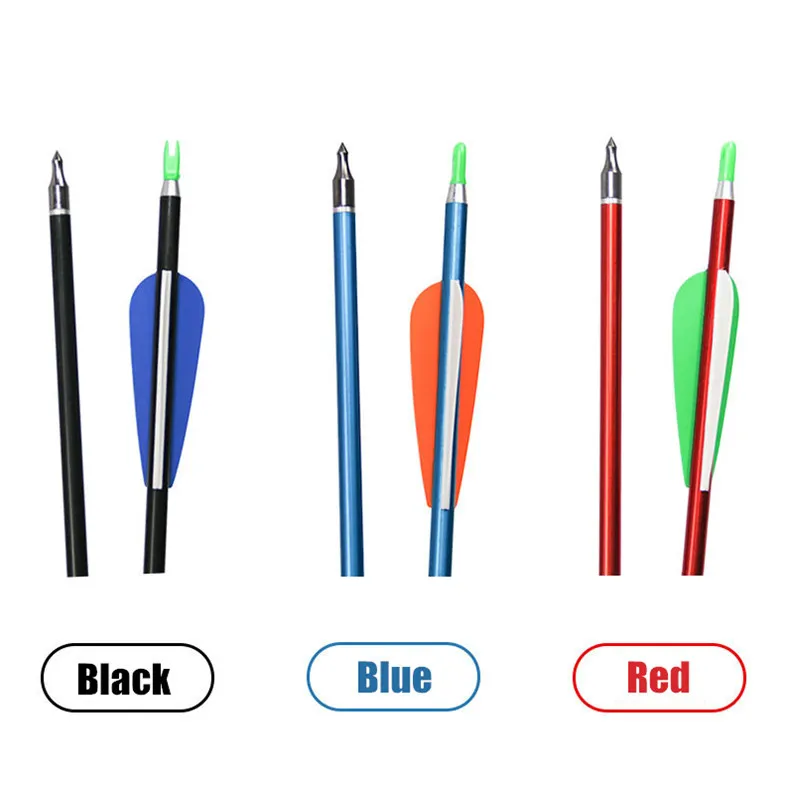 

12pcs Coloured Aluminum Arrow 7.6mm Replaceable Metal Alloy Arrow Bow and Arrow Support Archery Reflexive Bow Straight Draw