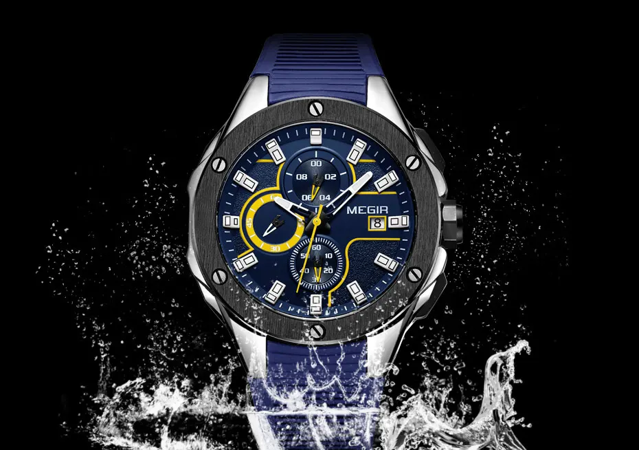 Мужские наручные часы из розового золота, морские спортивные кварцевые часы с хронографом, армейские военные часы, мужские часы 2053-1N0