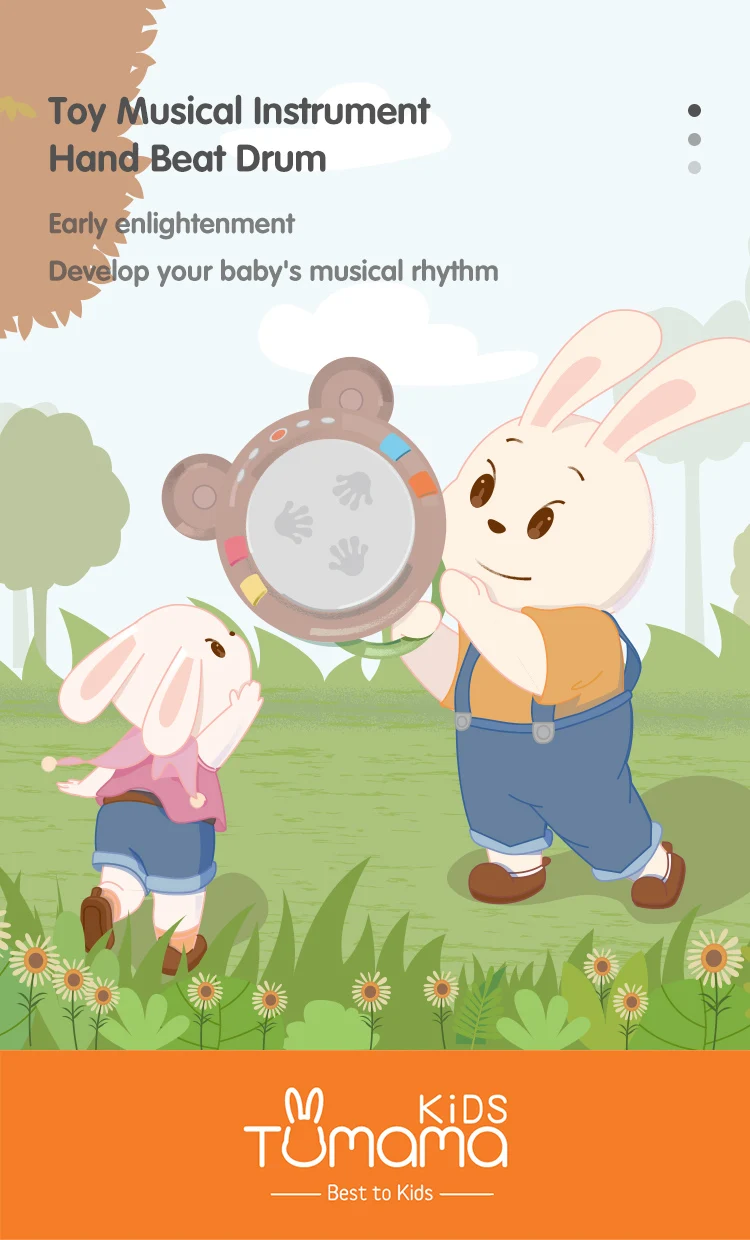 Tumama детский музыкальный инструмент игрушка мультфильм BearHand Тамбурин музыка игрушка для раннего развития барабан обучения подарок для ребенка