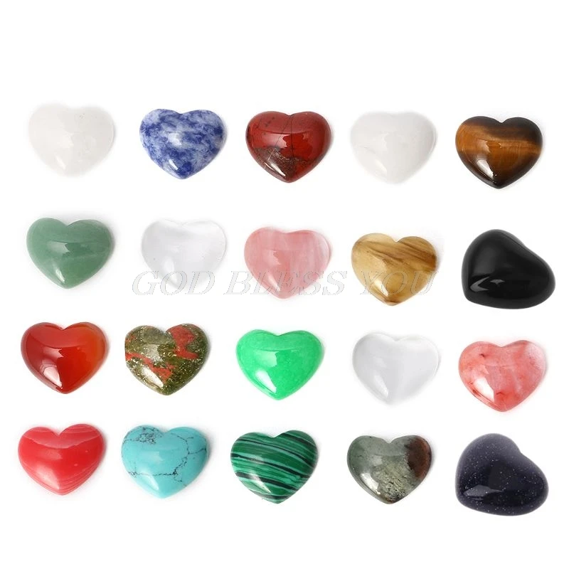 

18mm Mini Quartz Crystal Stone Chakra Healing Heart Shape Crystal Reiki Stone Handmade DIY Jewelry