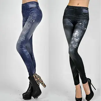 

Womens Leggings Jeggings Womens Fashion Denim Look Fit One Size New