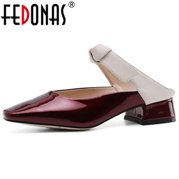 

FEDONAS Fashion Women High Quality New Arrival Genuine Leather Rome Square Toe Shoes Fashion Casual Basic Concise Shoes Woman