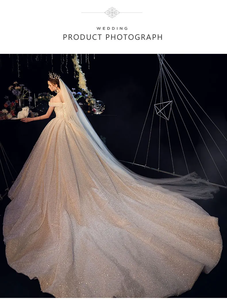 Vestido de Noiva/2019 свадебные платья принцессы Наплечная аппликация для женской футболки кружевное милое платье праздничное с бисером свадебное