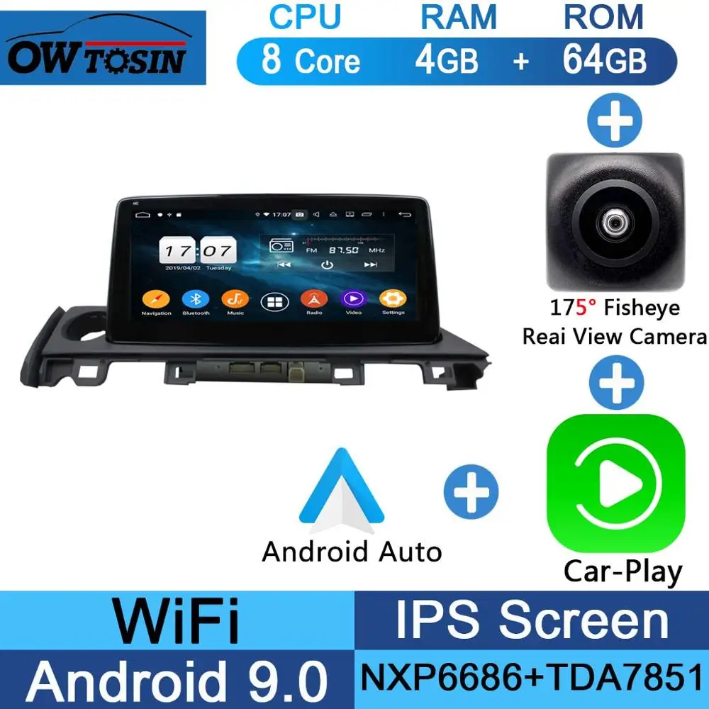 10.1" IPS Android 9.0 8Core 4G+64G ROM Car DVD Radio GPS For Mazda 6 III 3 GJ Atenza Mazda6 DSP CarPlay Parrot BT - Цвет: Fisheye Carplay n A