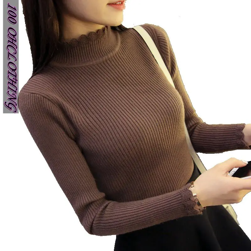 

2017 New shirt sleeved turtleneck sweater slim female thread short tight turtleneck sweater thickened half