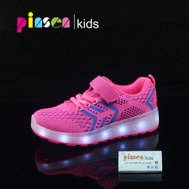 

PINSEN Kids shoes for boys Breathable LED Light Up Shoes LED Sneakers Luminous Girls Shoes with Light Glowing Sneakers Children