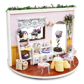 

DIY Model Doll House Casa Miniature Dollhouse with Furnitures LED 3D Wooden Lavender House Toys For Children Gift Handmade Craft