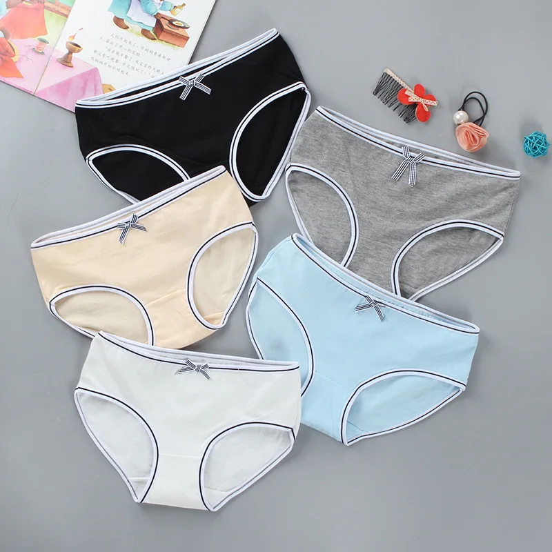 Girls Briefs Panties Underwear Cotton/Spandex Hipster Soft ColorfulKids Teens Teenage Young Children 8-14Years Pubert 4 piece - Цвет: random colors