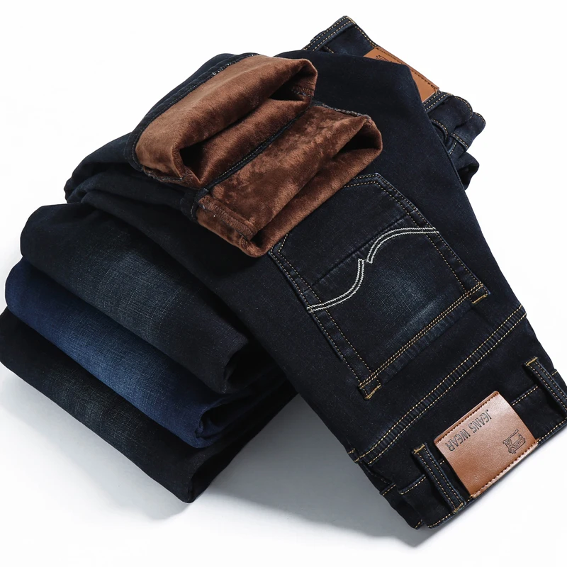 Winter Men'S Jeans Warm Men Homme Vaqueros Hombre Jean Winter Jeans For Men Pants Slim Joggers Hip Hop Pantalon