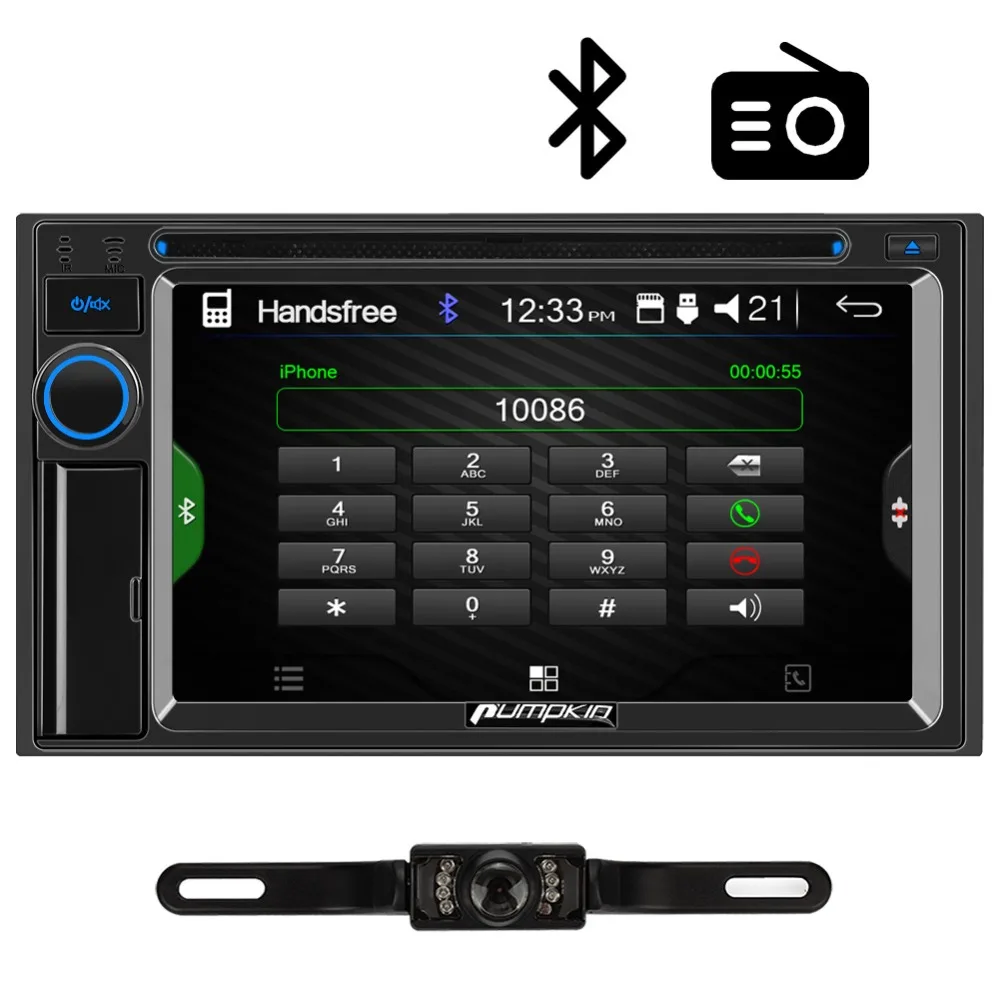 Excellent Pumpkin 2 Din 6.2" Touchscreen WINCE OS Car Radio DVD Player Support MP4 MP5 HD 1080P Video Audio FM/AM RDS Radio Player 1