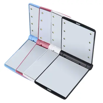 

Portable LED Makeup Mirrors Solid Cosmetic 8 LED Lights Lamps Folding Compact Pocket Mirror Maquiagem