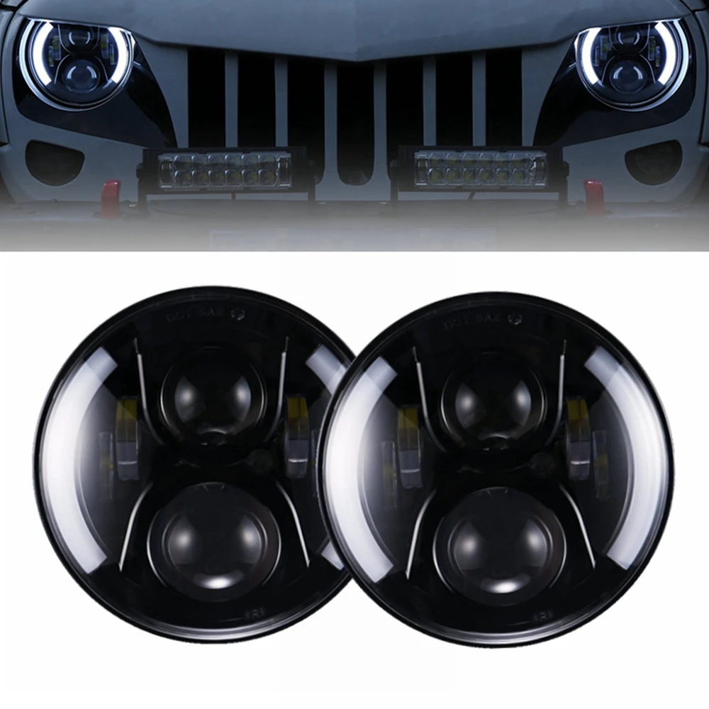 Yait 2 шт. 7 дюймов круглые светодиодные фары высокий низкий пучок DC12v 24v для Wrangler Lada