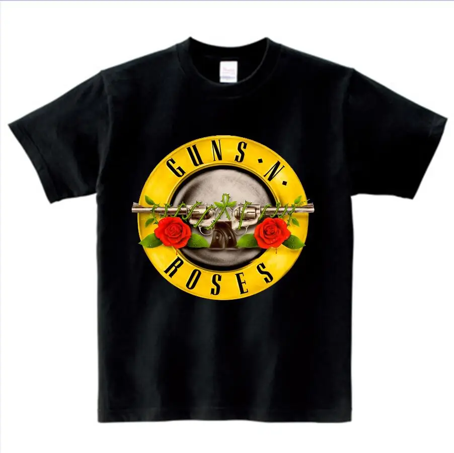Футболка с надписью «guns N Roses» детская футболка из чистого хлопка с круглым вырезом Детский костюм для маленьких мальчиков и девочек NN - Цвет: black childreT-shirt