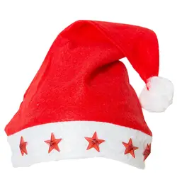 Вечерние украшения поставки светодиод мигает пятиконечной звезды Red Hat нетканый Санта Клаус Рождество Кепки LX2139