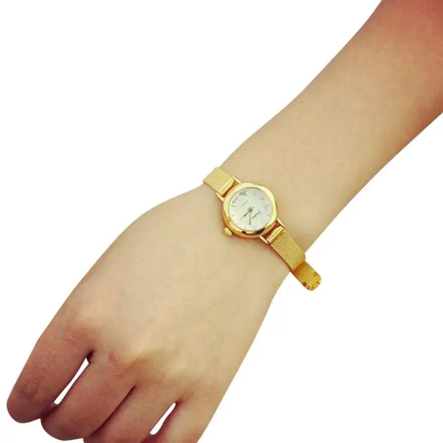 Горячие Роскошные модные женские Кварцевые Аналоговый механизм маленький циферблат механические маленькие автоматические часы браслет женские часы 50P - Цвет: Golden