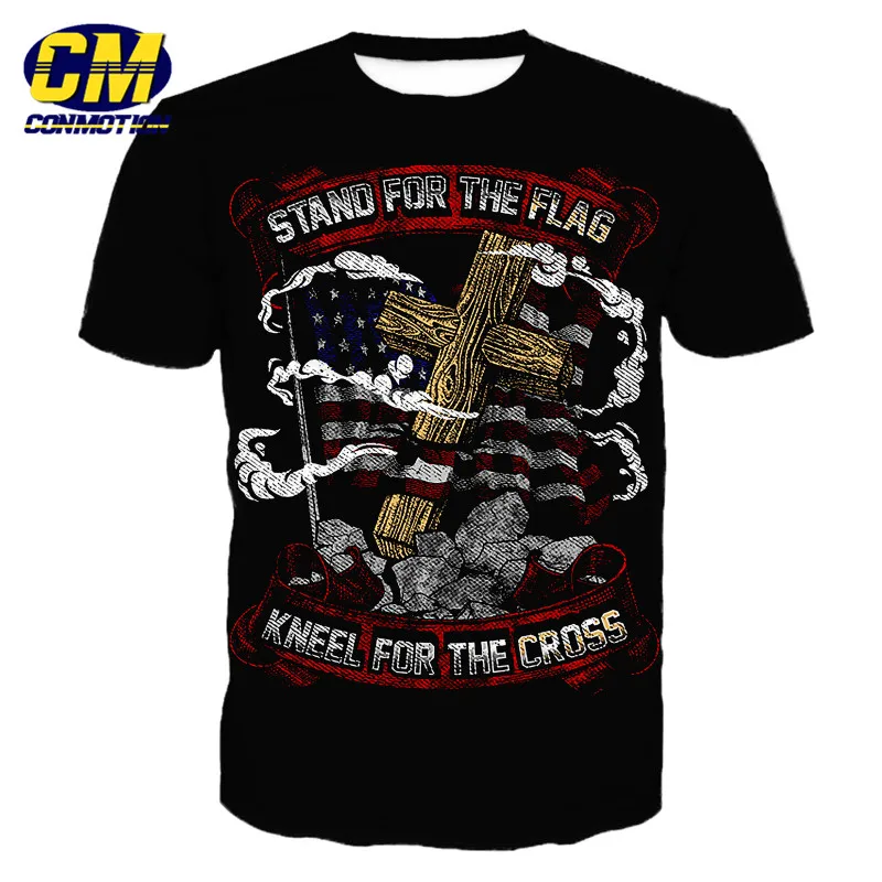 Aliexpress Buy Black Casual T Shirt American Flag Cross Print 