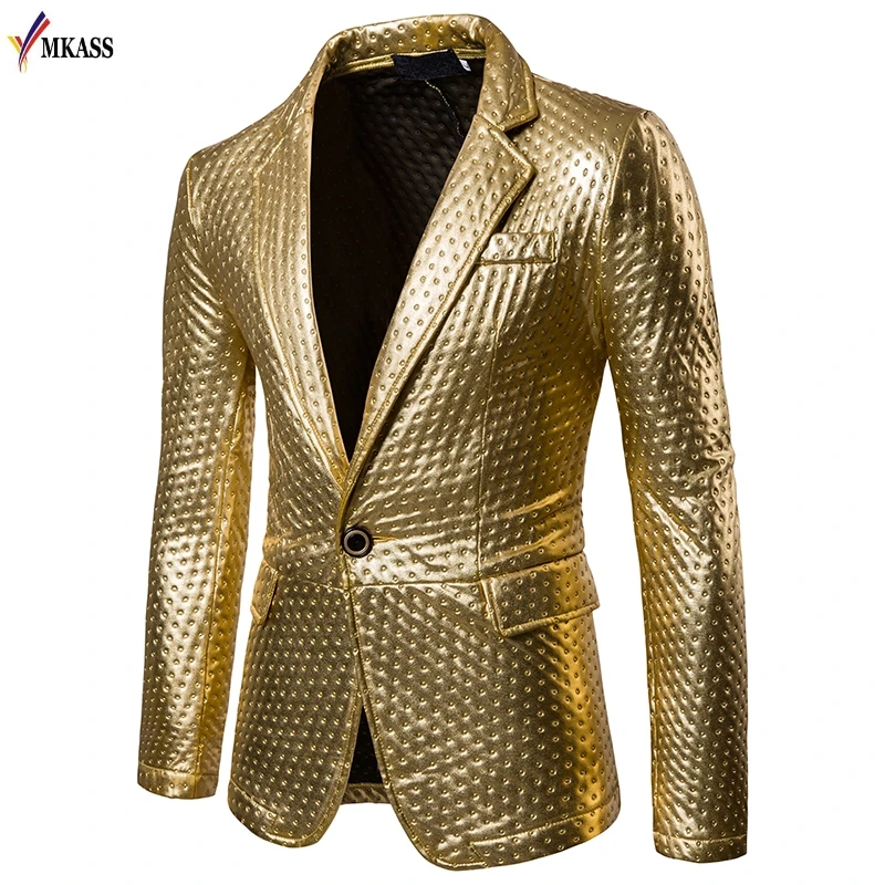 2018 New Mens Brand PU Leather Blazer British Style Casual Slim Fit suit Jacket male Blazers Spring Men Coat Terno Masculino