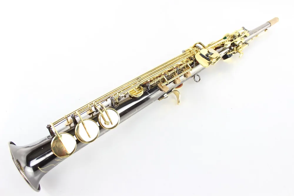 Soprano recto B Saxofones 80th aniversario R54 negro níquel oro saxo soprano recto instrumento
