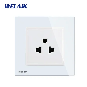 

WELAIK Crystal-Glass-Panel 1Frame-EU Wall-Socket US-Standard-Power-Socket A18AW/B