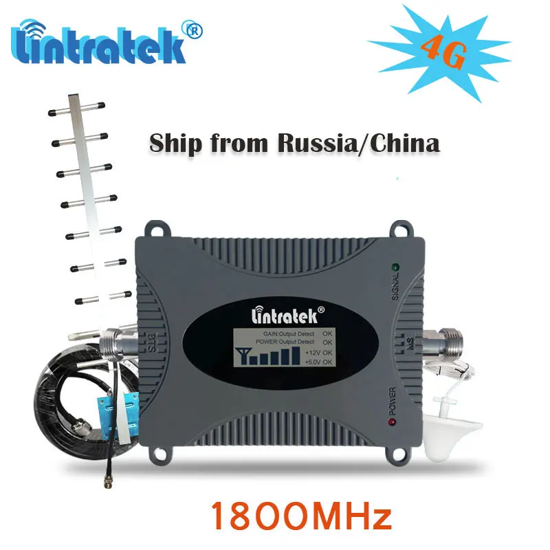

Lintratek 4G 1800MHz Signal Repeater Mobile Phone Cellular Booster LCD Display DCS Signal Amplifier Yagi Antenna full kit s6