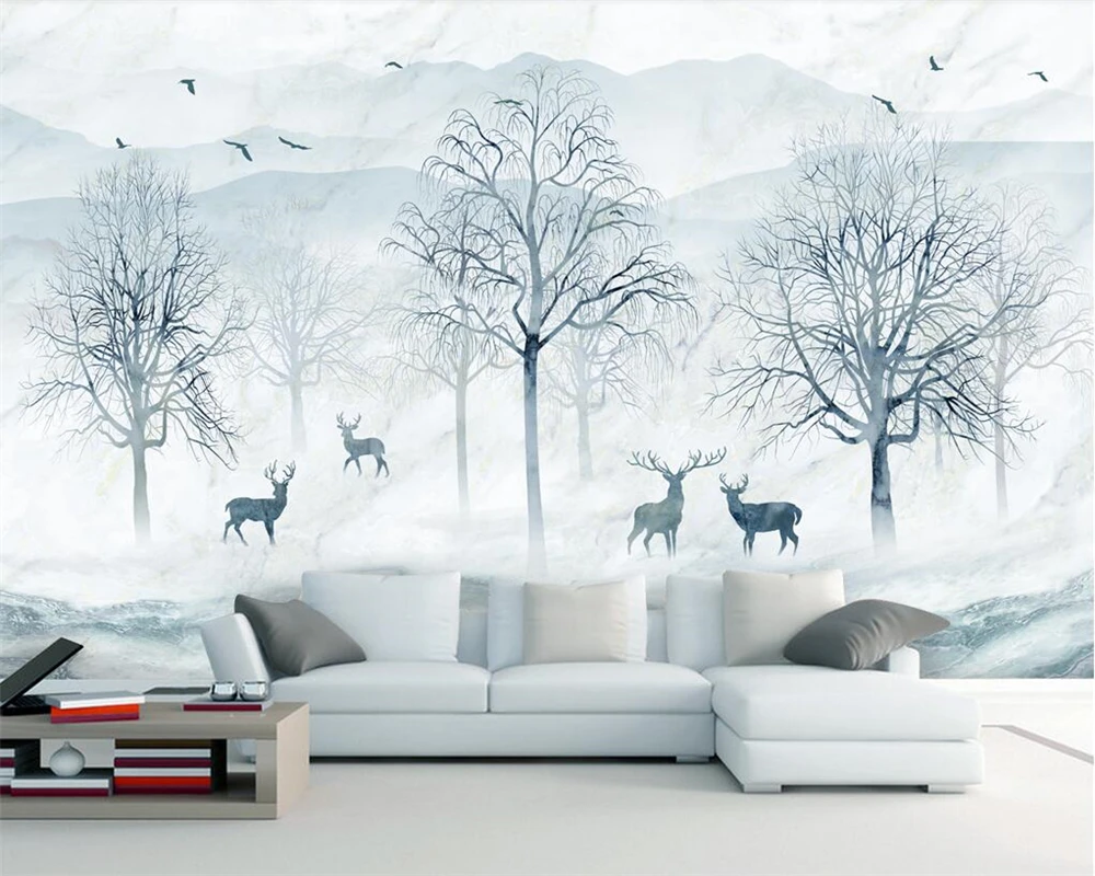 

Beibehang Custom wallpaper Nordic abstract forest Elk TV background wall 3d living room bedroom decorative mural 3d wallpaper