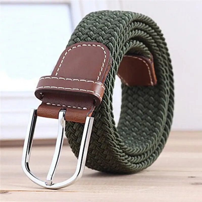 Men's Belts Waist Straps Woven Canvas Buckle Belt Stretch Braided