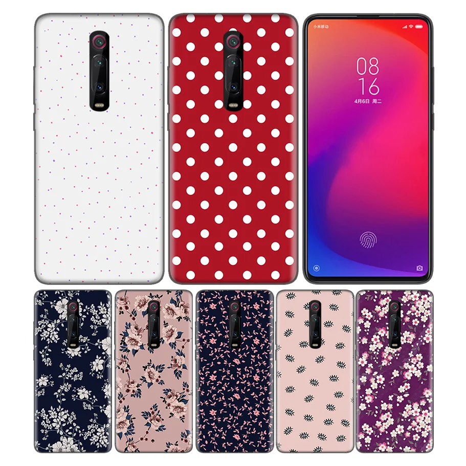 

Phone Pattern Black Rubber Soft Silicone Case Bag Cover for Redmi 7A Note 7 6 7S Y3 K20 Pro Core Shell Fundas Cases Polka Dots