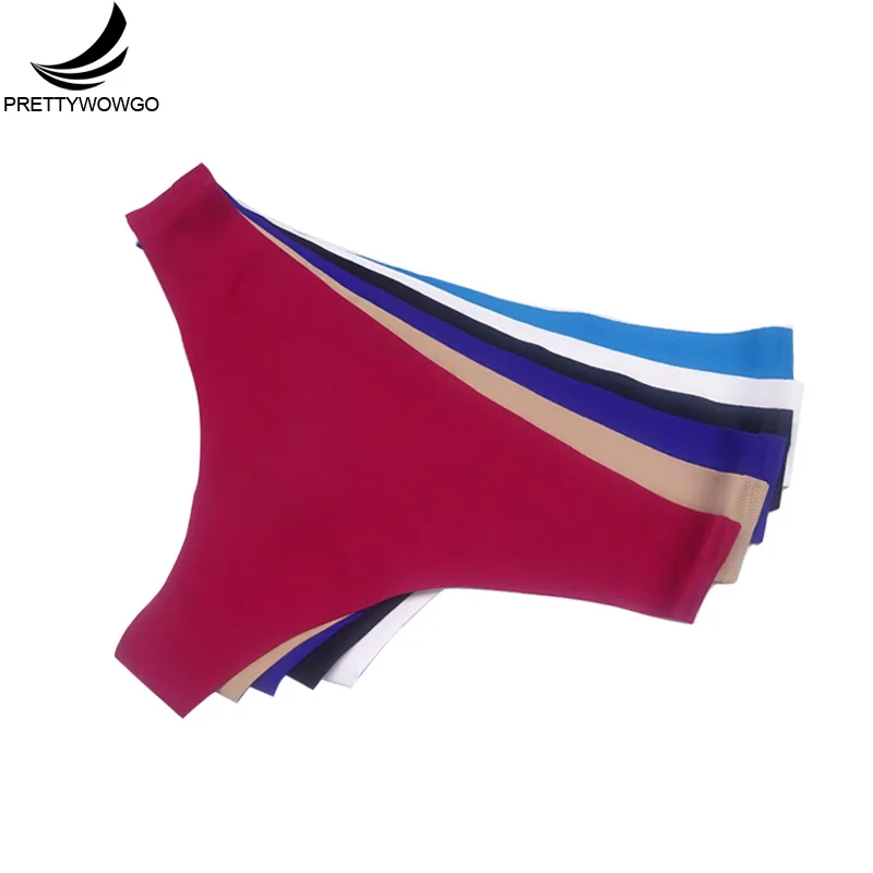 Prettywowgo 6 pcs/lot Seamless Underwear 2019 New Arrival Women 6 Color G String Seamless Thong Panties M L XL XXL 7288