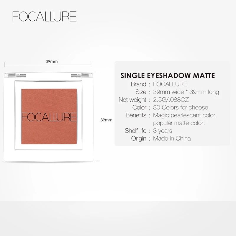 Focallure Matte тени для век одноцветные высокопигментированные голографические оттенки водонепроницаемые тени для век