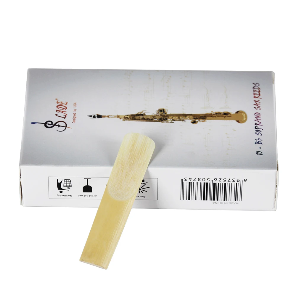 

LADE 10pcs/ Box Bb Soprano Saxophone Sax Reeds Alto Saxophone Reed Sax Bamboo Strength Instrument Accessories 2.5 in strength