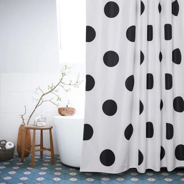 Geheugen Thuis Wit Zwart Stippen Douchegordijnen Polyester ... Geheugen Thuis Wit Zwart Stippen Douchegordijnen Polyester ...