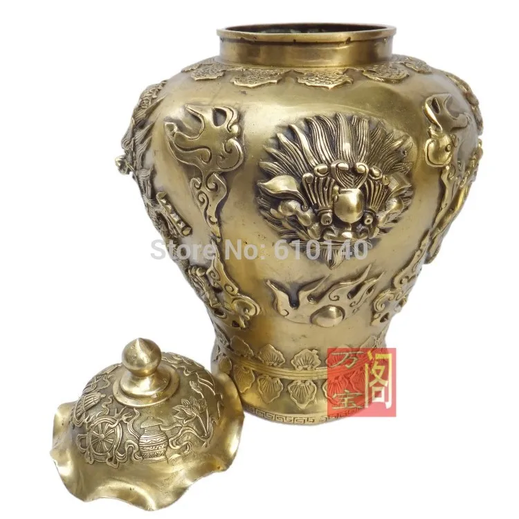 

Ssangyong copper pot jar defends feng shui bronze lion tank ornaments crafts