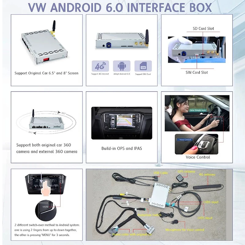Flash Deal original car screen upgrade installed Android 6.0 system Interface box for VW/passat B8/Golf 7/Ebiza/Atcia/leon 0