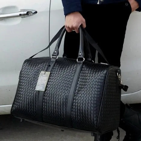 Модная мужская дорожная сумка из искусственной кожи, универсальная Женская дорожная сумка, водонепроницаемая черная крутая сумка на плечо на молнии, сумка для багажа - Цвет: Черный