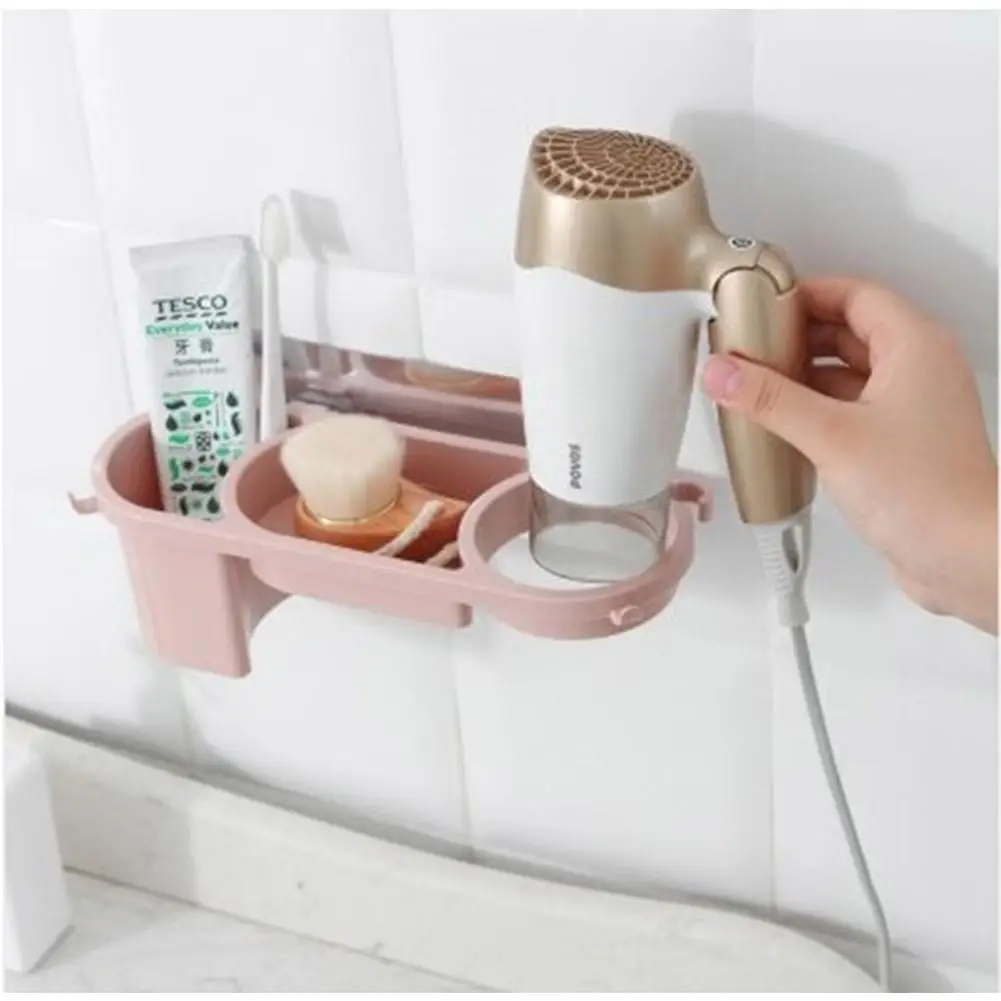 Bathroom Hair Dryer Holder With Cup Households Rack Hair Blow Dryer