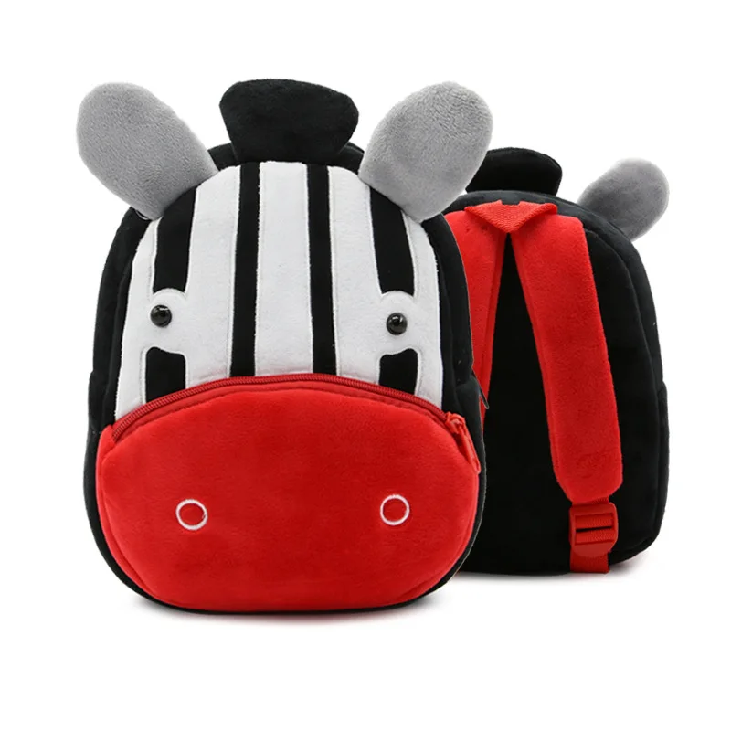 Плюшевый Детский рюкзак с мультяшными животными, 3D, собака, кошка, ежик, мини-рюкзак для детского сада, для девочек и мальчиков - Цвет: zebra