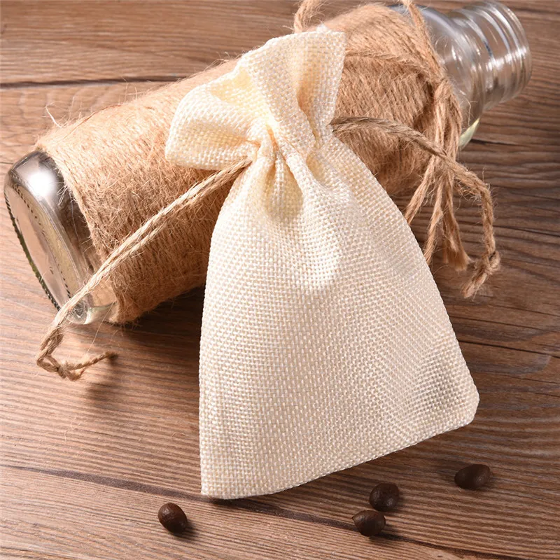 

12pcs 10*14cm Linen Gift Bag Wedding Packaging Favors Kraft Drawstring Box Candy Bags Gift Package For Wedding Party Decor