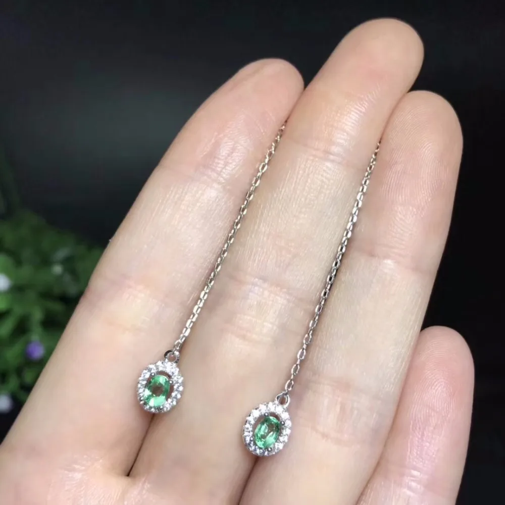 Серьги с натуральным изумрудом профессиональные женские серьги изумрудами из