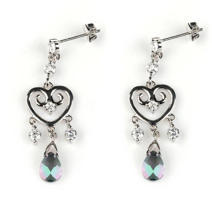 

SHUNXUNZE Engagement Wedding Stud earrings Jewelry & Accessories for women Heart Love Rainbow Cubic Zirconia Rhodium Plated E717